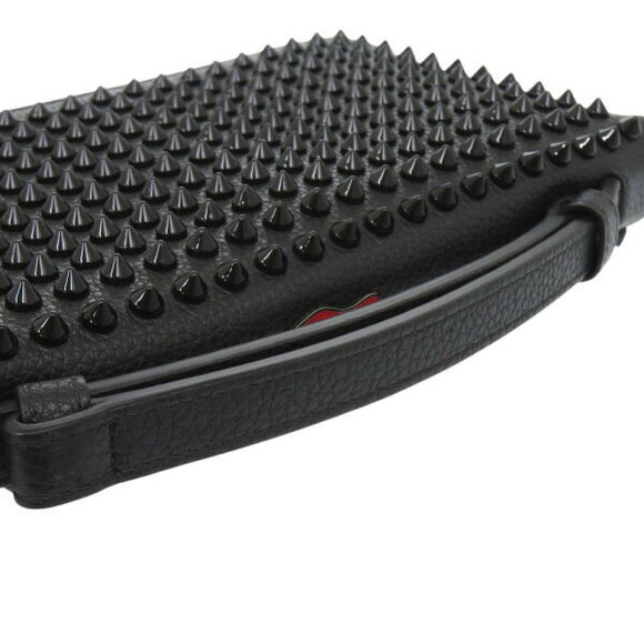 Christian Louboutin Panettone long wallet zipper spikes black calfskin - Picture 5 of 8